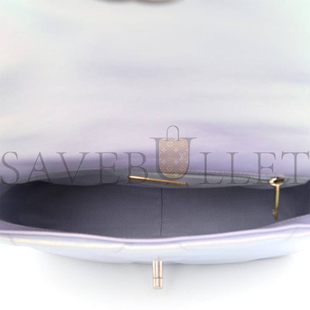 CHANEL IRIDESCENT CALFSKIN QUILTED MEDIUM CHANEL 19 FLAP LIGHT SILVER PURPLE BLUE AS1160 (26*17*8cm) CHANEL IRIDESCENT CALFSKIN QUILTED MEDIUM CHANEL 19 FLAP LIGHT SILVER PURPLE BLUE AS1160 (26*17*8cm)